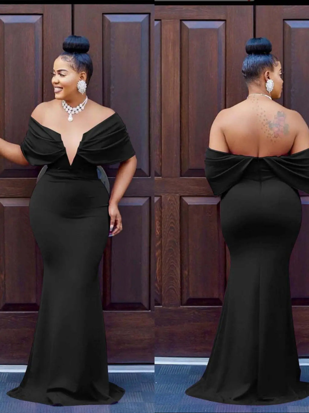 Model wearing the Scarlet Ruffle Dress, showcasing its flowing tiered ruffles.