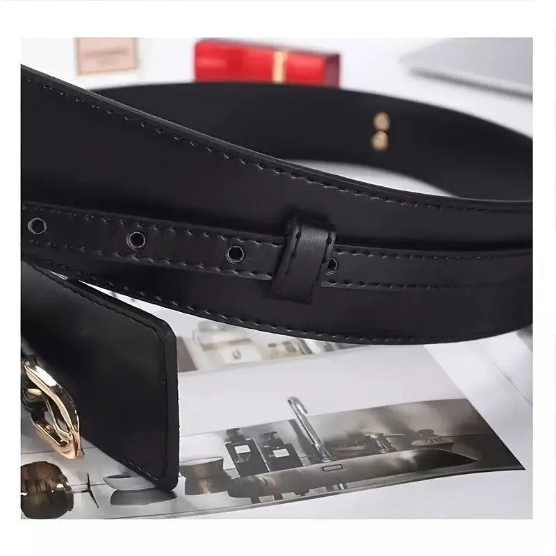 Detailed view of the faux leather texture of the Vintage Chic Belt
