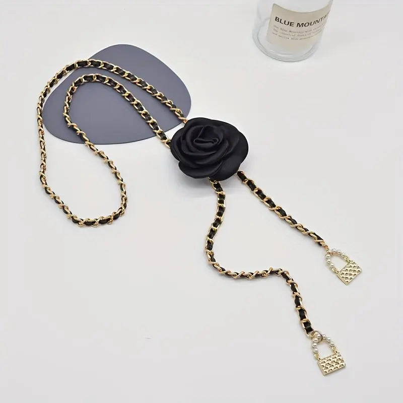 Golden Rose Belt styled with a chic outfit, highlighting its versatility.