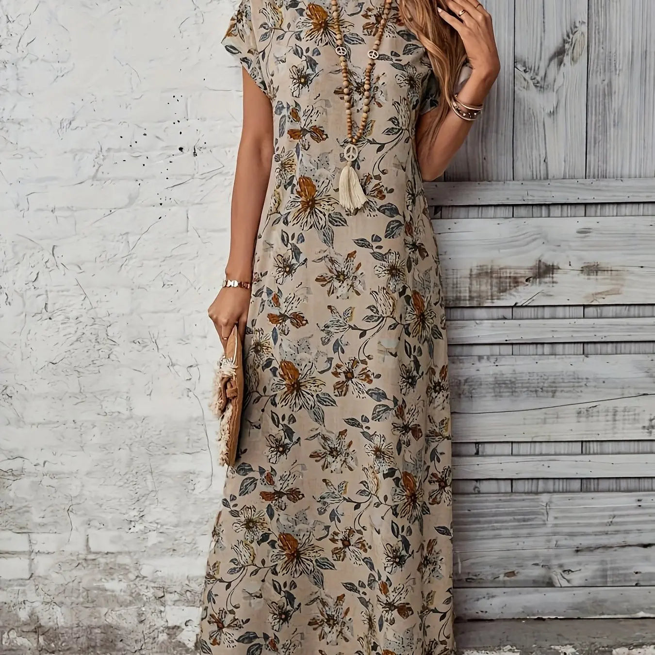 Flat lay of the Whisper-Soft Floral Dress with accessories, perfect for outdoor events and summer vacations.