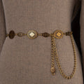 Golden Hour Glow waist chain styled with casual wear for a chic look.