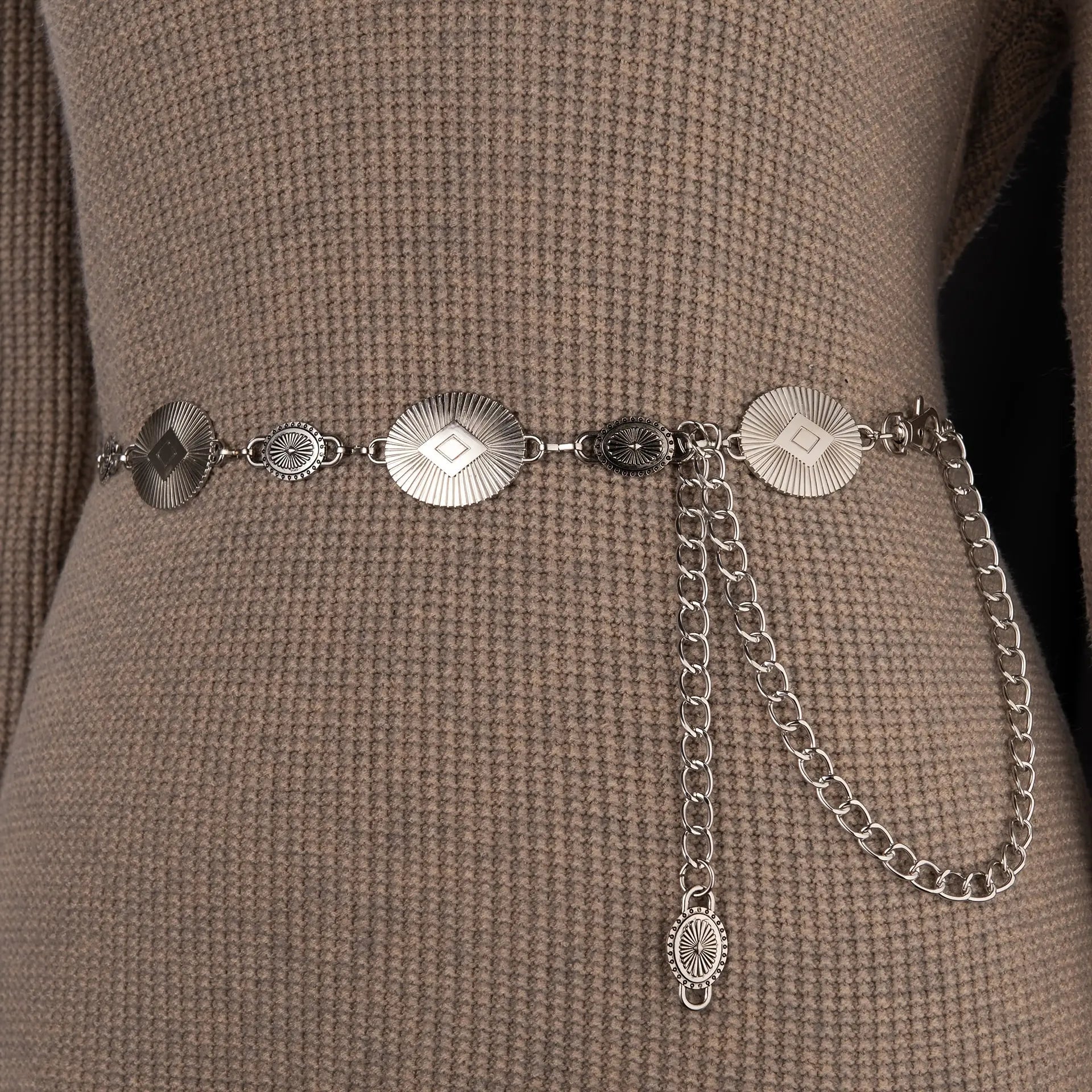 Golden Hour Glow waist chain as a statement accessory for any occasion.