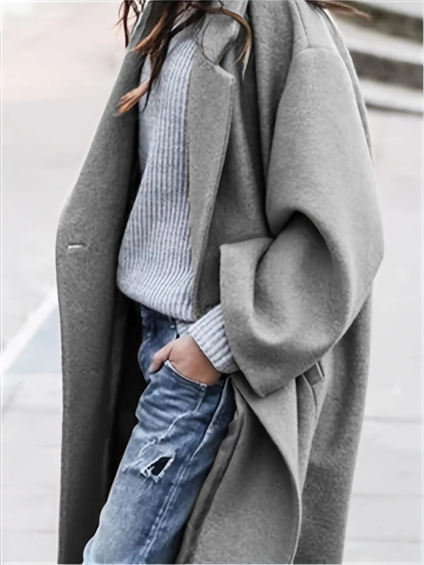 Sophisticated blue jacket with tailored blazer design for effortless style.