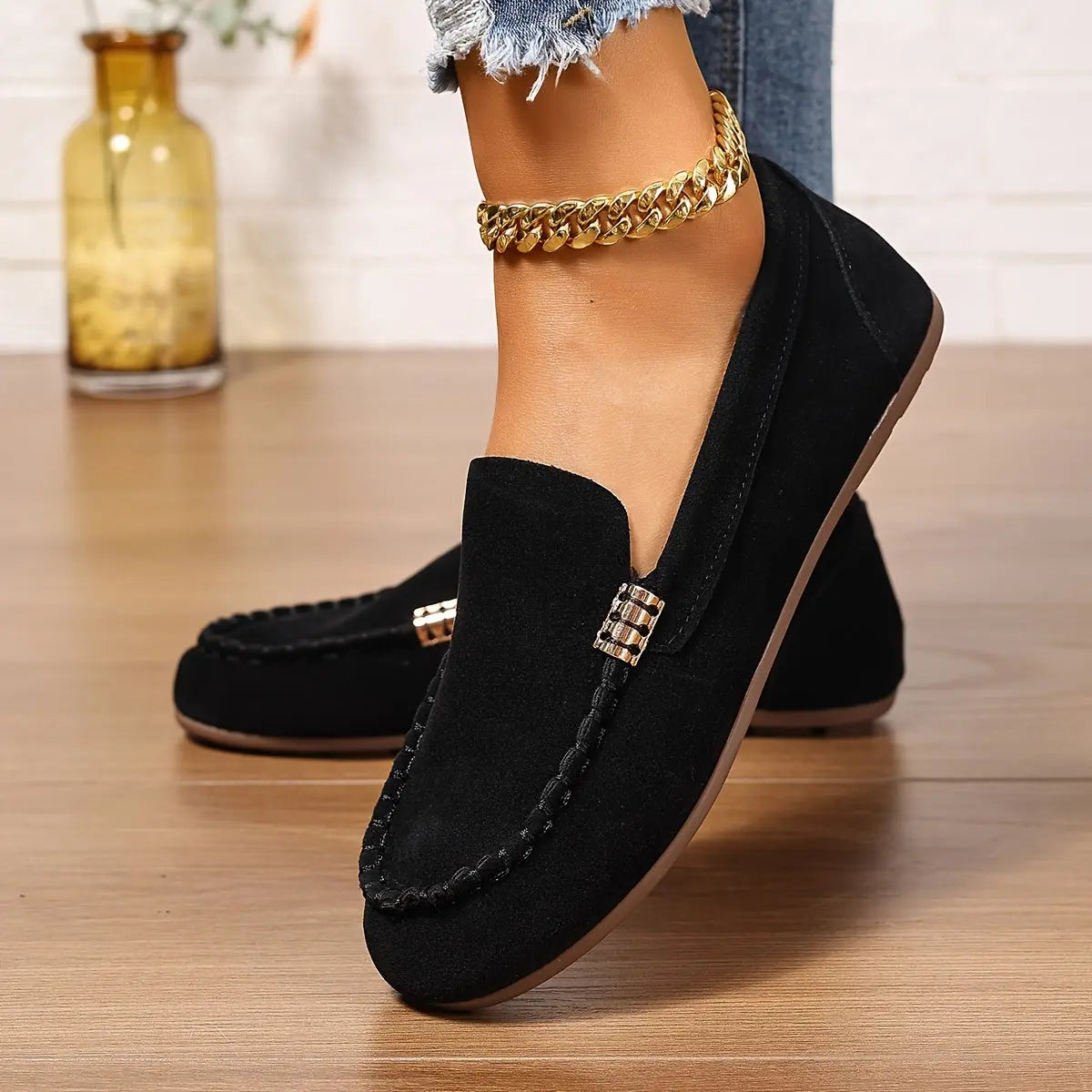 Whisper-soft loafers styled with a breezy skirt for a chic look.