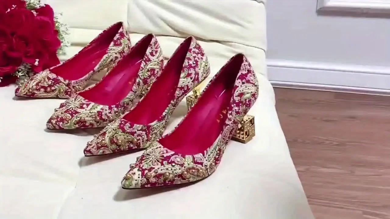 Traditional bridal shoes with refined beauty and artisan craftsmanship.