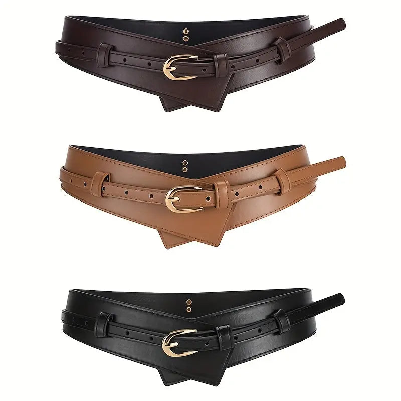 Model adjusting the Vintage Chic Belt, showcasing its adjustable waist feature