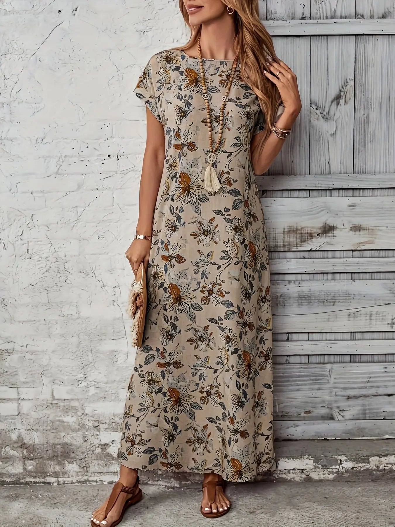 Whisper-Soft Floral Dress in light fabric, featuring a vibrant floral pattern for summer outings.