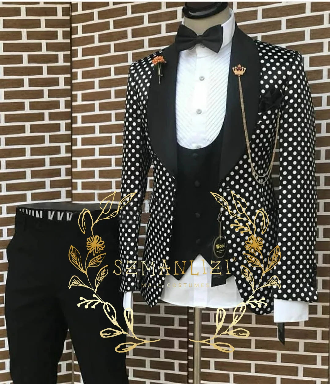 Elegant black tuxedo with breathable fabric for comfort.