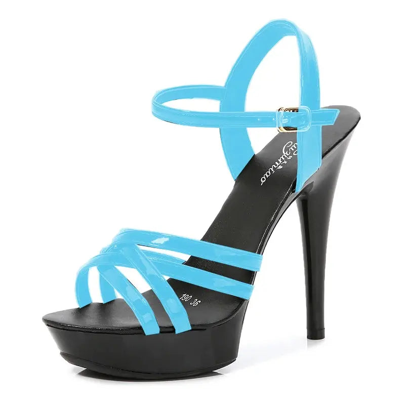 Statement-making platform heels featuring secure cross-tied straps and bold design