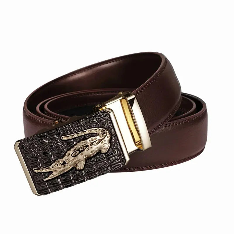Automatic leather belt designed for discerning men.