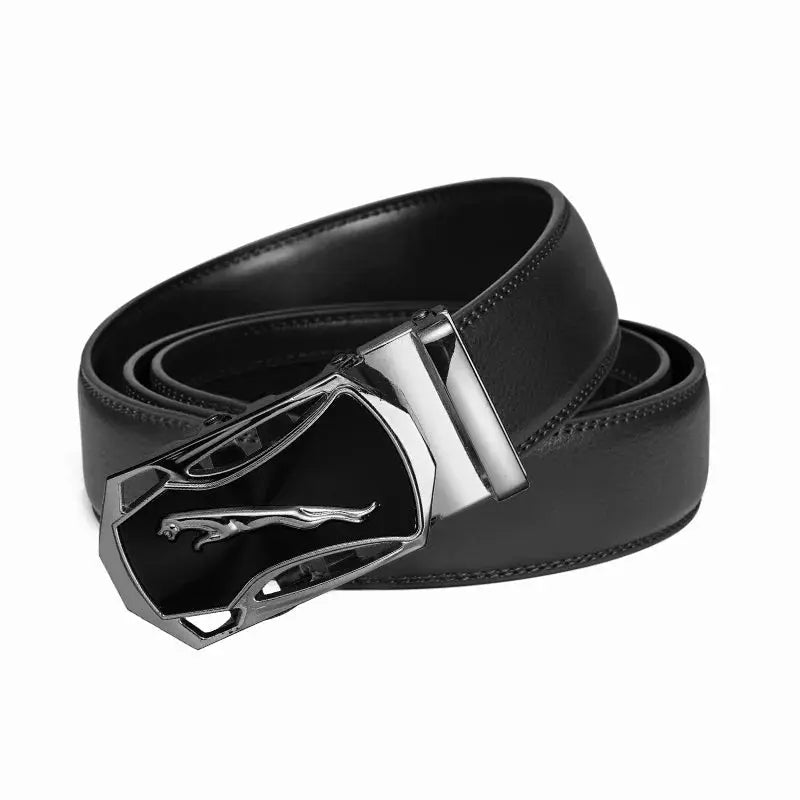 Men's fashion accessories: elegant black dress belt.