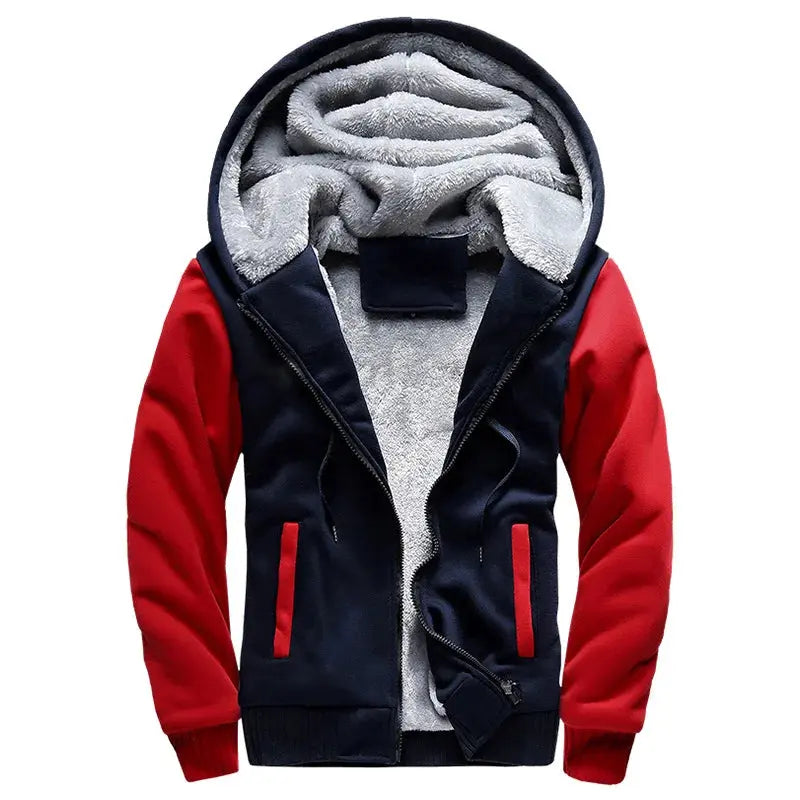 Urban winter coat with secure zip closure and practical design.