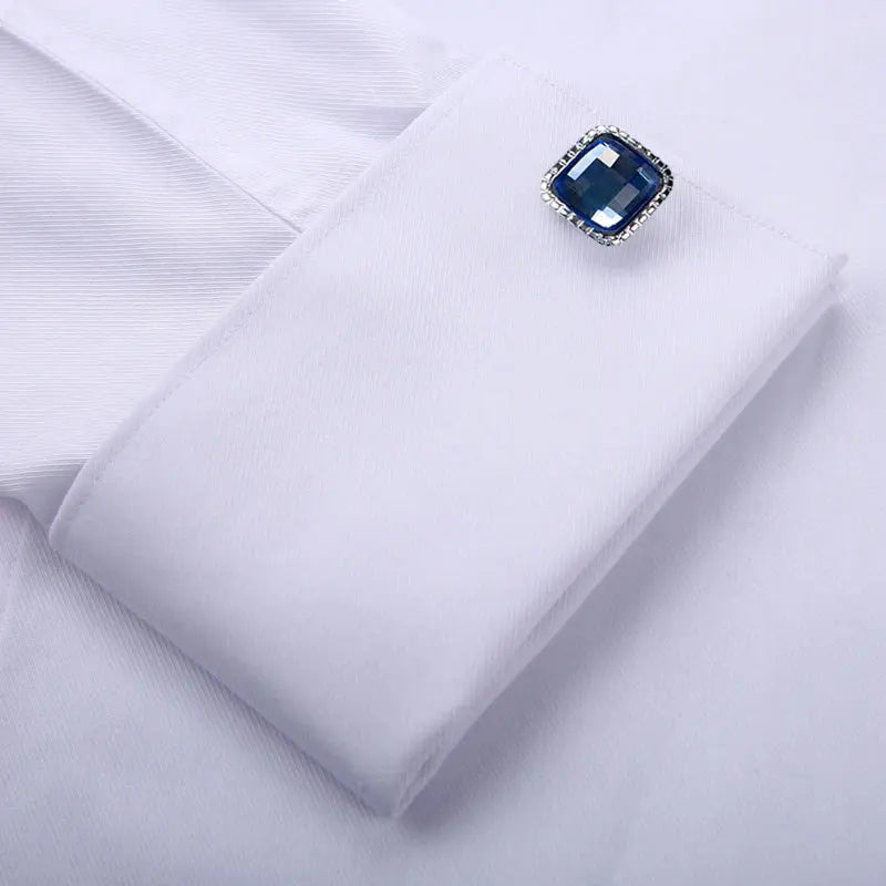 Model wearing French cuff dress shirt at a formal event.