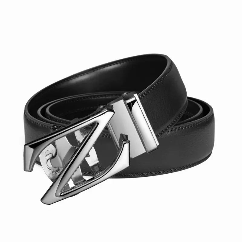 Elegant men's wardrobe essential: black leather belt.