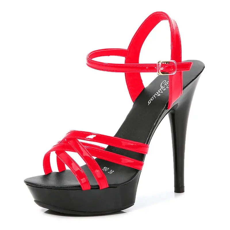 Statement platform heels with cross-tied buckle design and confidence-boosting height