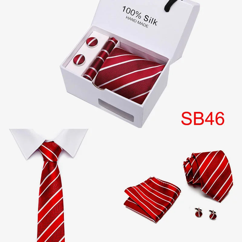Distinctive plaid red silk tie, perfect for weddings.