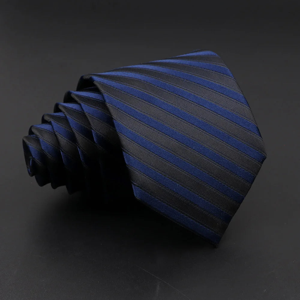 Professional narrow necktie in classic stripe with premium jacquard craftsmanship