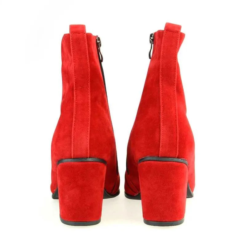 Statement red leather boots with breathable lining perfect for boardroom to evening wear