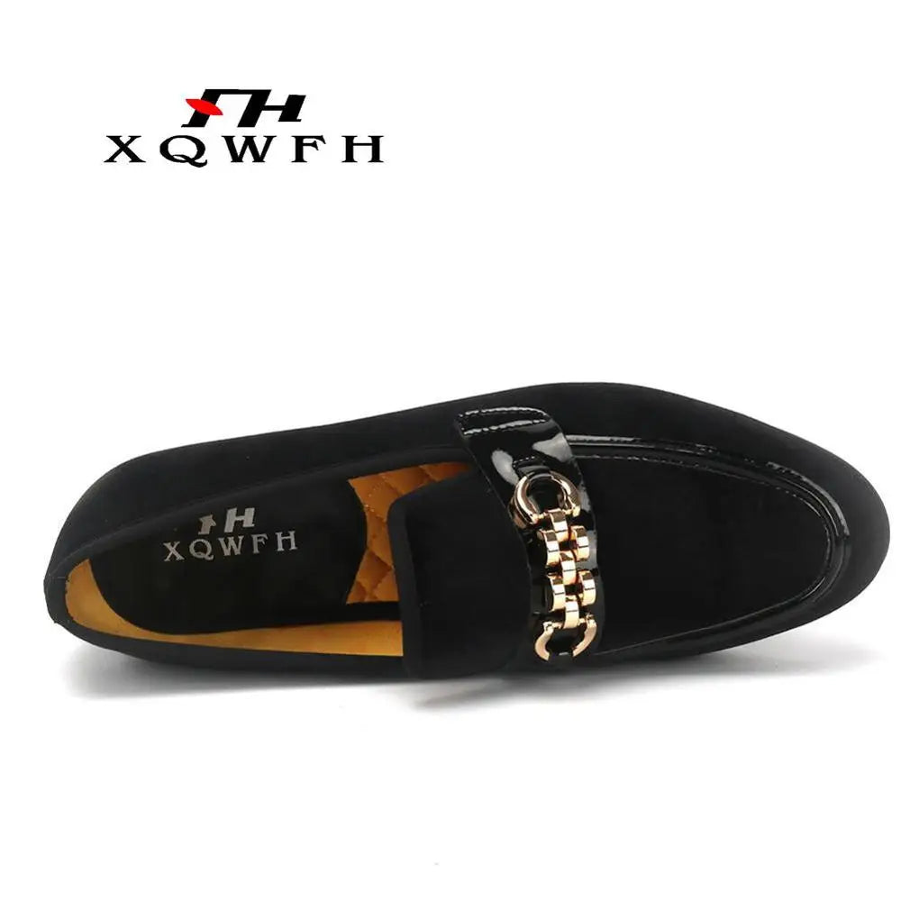 Close-up of plush lining in red velvet loafers for comfort.