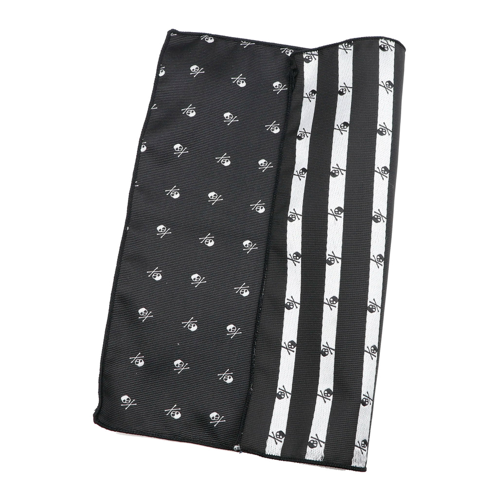 Premium polyester pocket square featuring bold skull motif for sophisticated rebellious style