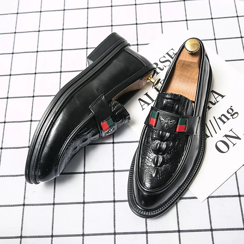 Business casual loafers with waterproof crocodile leather in multiple color options