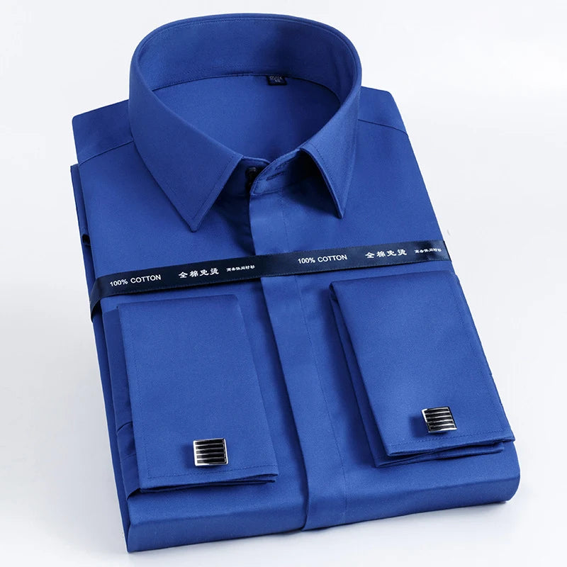 Back view of white broadcloth dress shirt showing impeccable tailoring and smooth finish