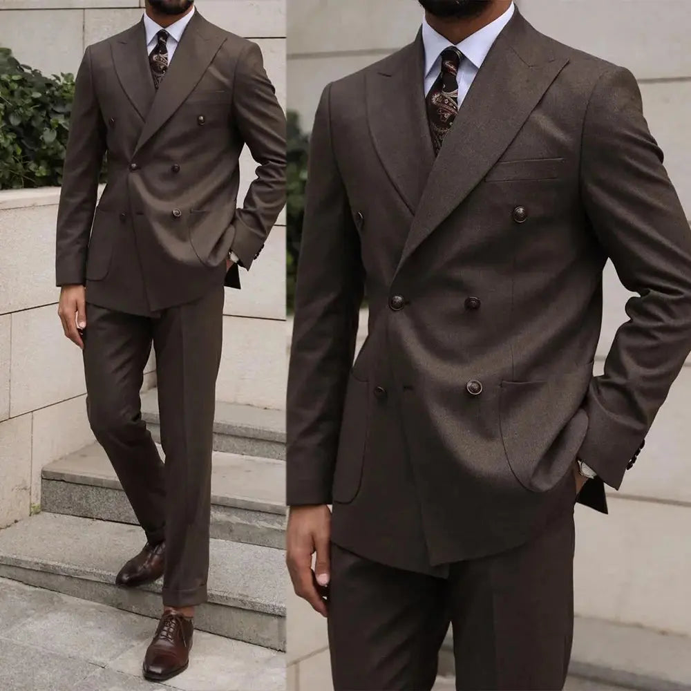 Precision-cut navy suit with a slim fit, crafted from cotton and polyester blend.