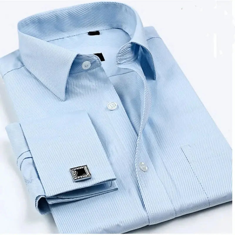 Back view of Timeless French-Cuff Shirt highlighting tailored fit and structure.