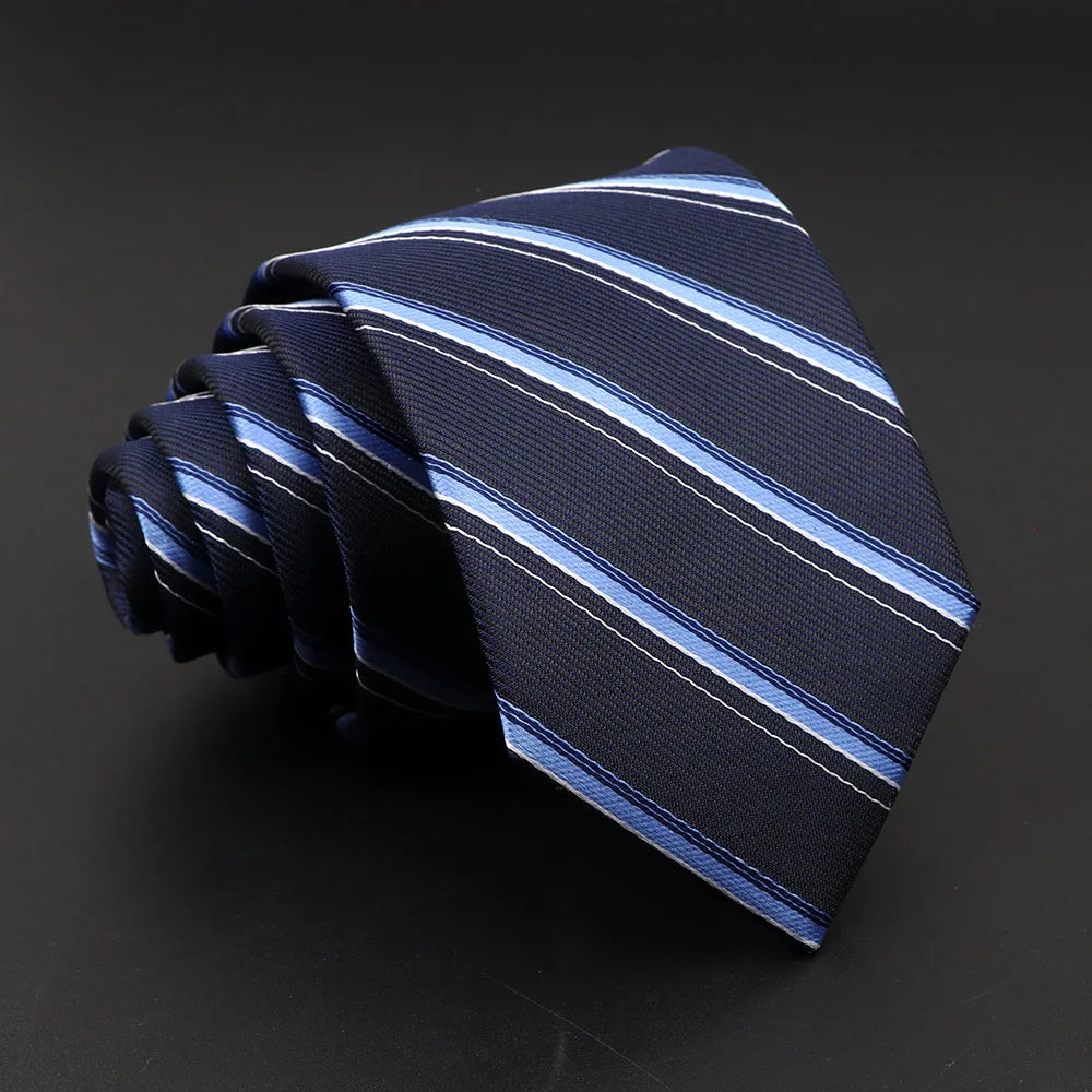 Professional jacquard tie featuring timeless stripes and streamlined silhouette