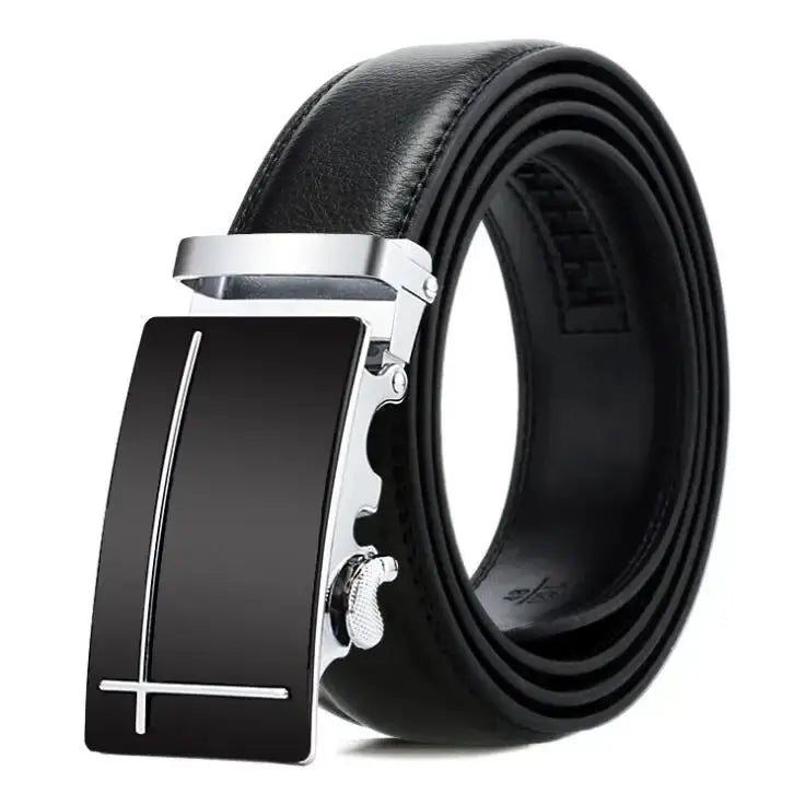 Automatic buckle belt in sleek black for effortless elegance.