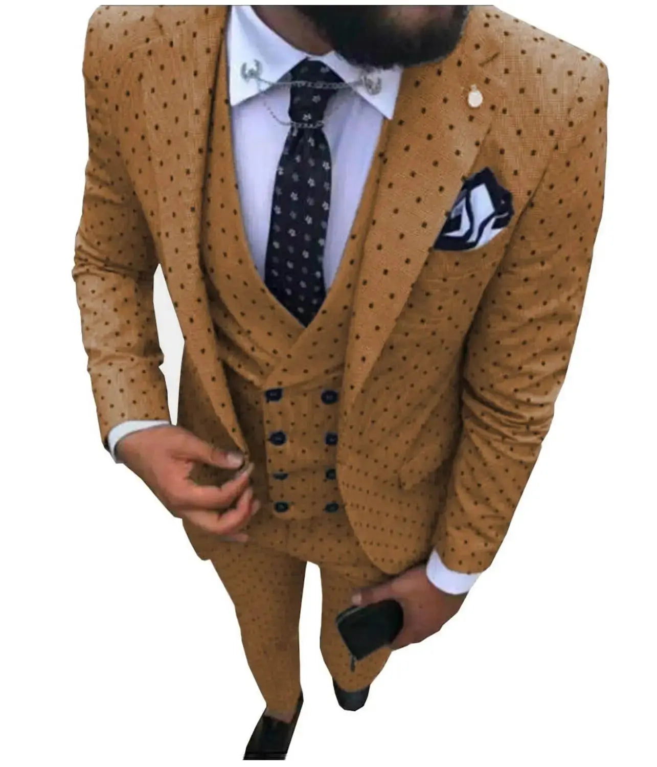 Close-up of the trousers' waistband featuring a tailored fit.