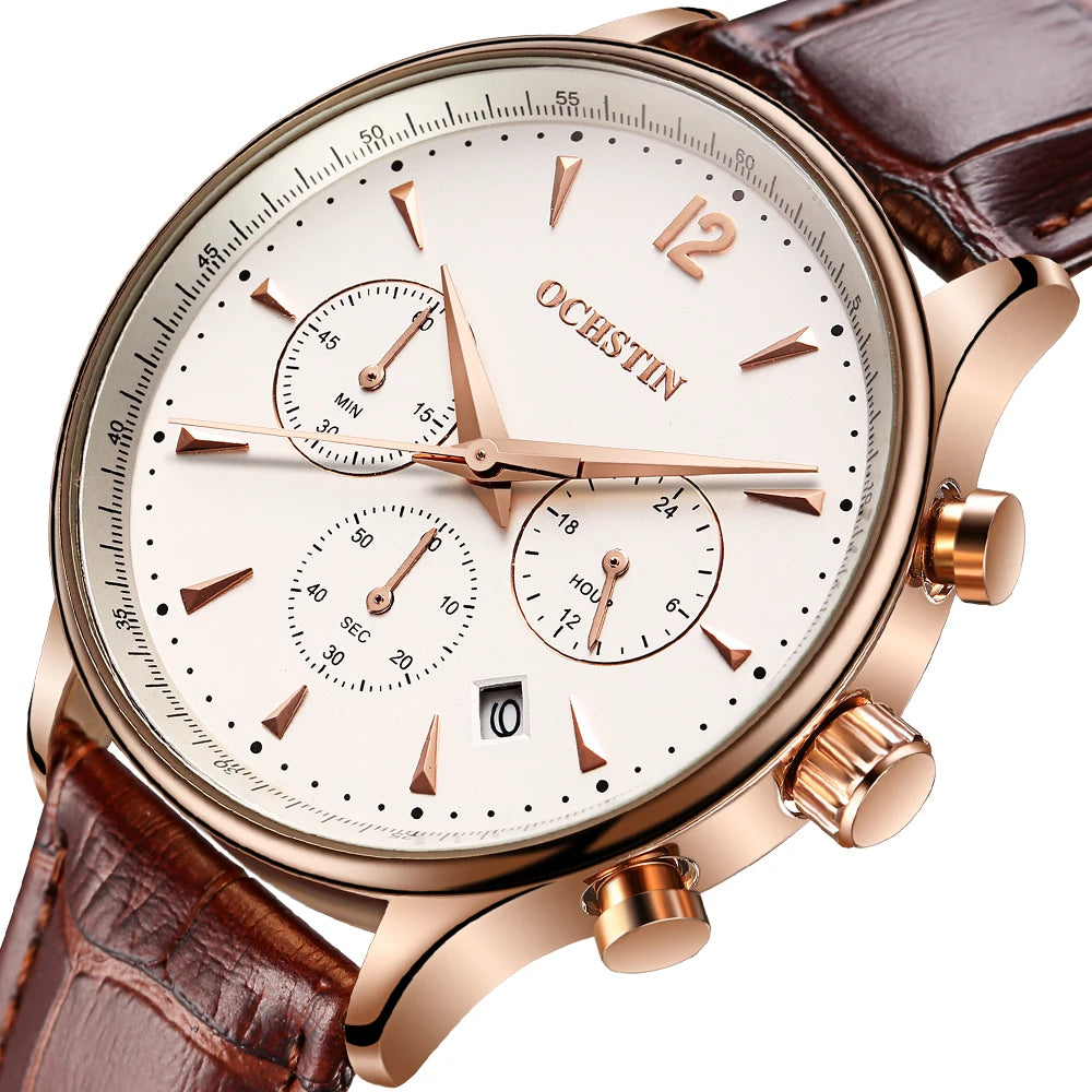 Chronograph functionality displayed on OCHSTIN men's watch.