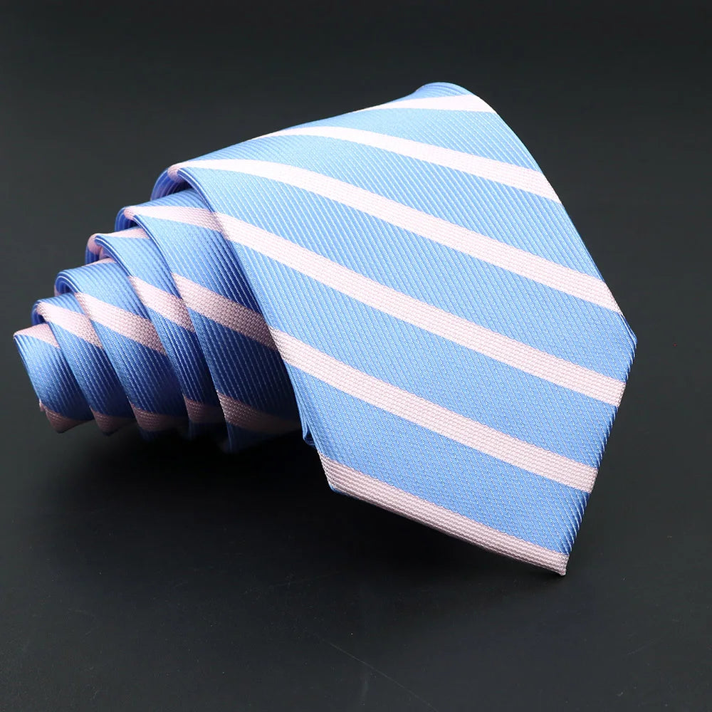 Business casual striped necktie with jacquard weave and contemporary styling