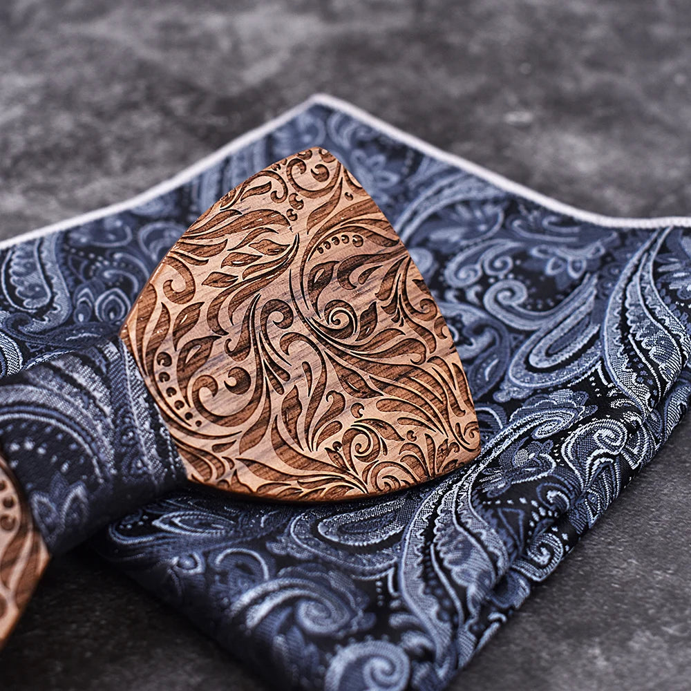 Durable wooden bow tie set perfect for weddings and special events.