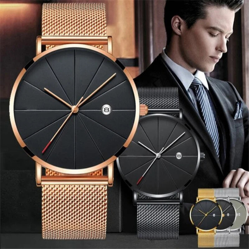 Modern minimalist watch featuring waterproof construction and integrated date window