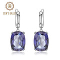 Elegant Iolite Blue Mystic Quartz drop earrings in 925 sterling silver setting.