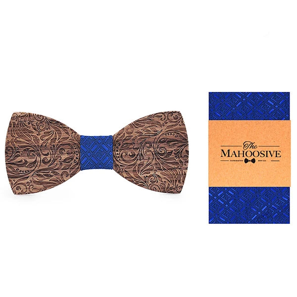 Luxury gift for him: wooden bow tie set in a stylish presentation box.
