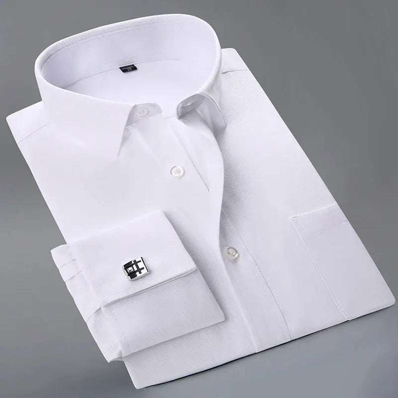 Model showcasing breathable fabric blend of striped shirt, ideal for comfort in heated debates.