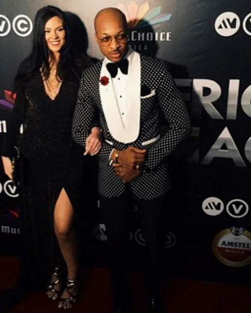 Elegant wedding tuxedo set with modern touches.