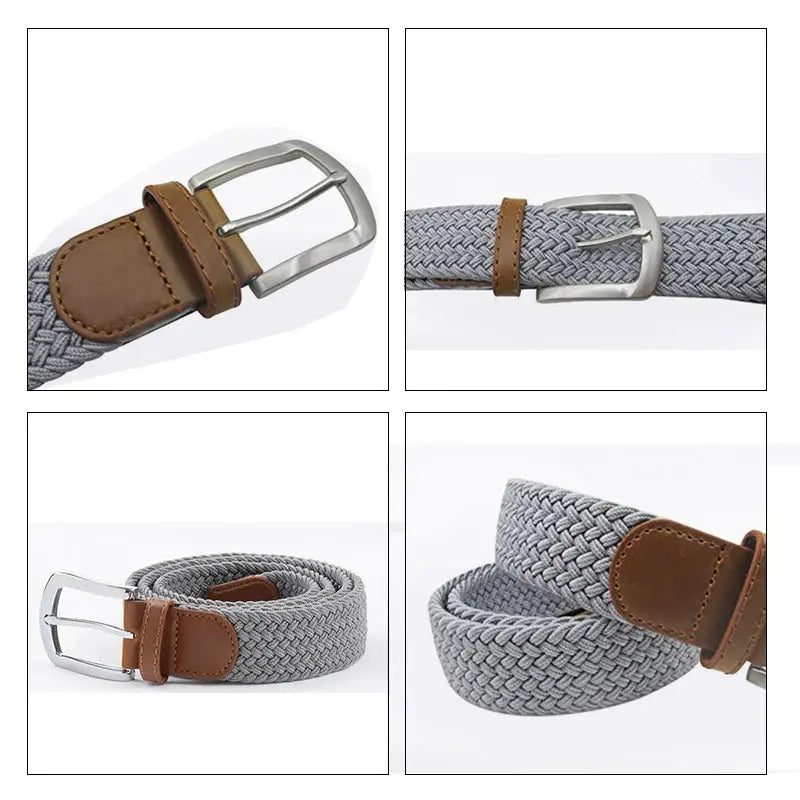 Versatile black elastic belt designed for daily wear, ideal for jeans, trousers, or chinos.