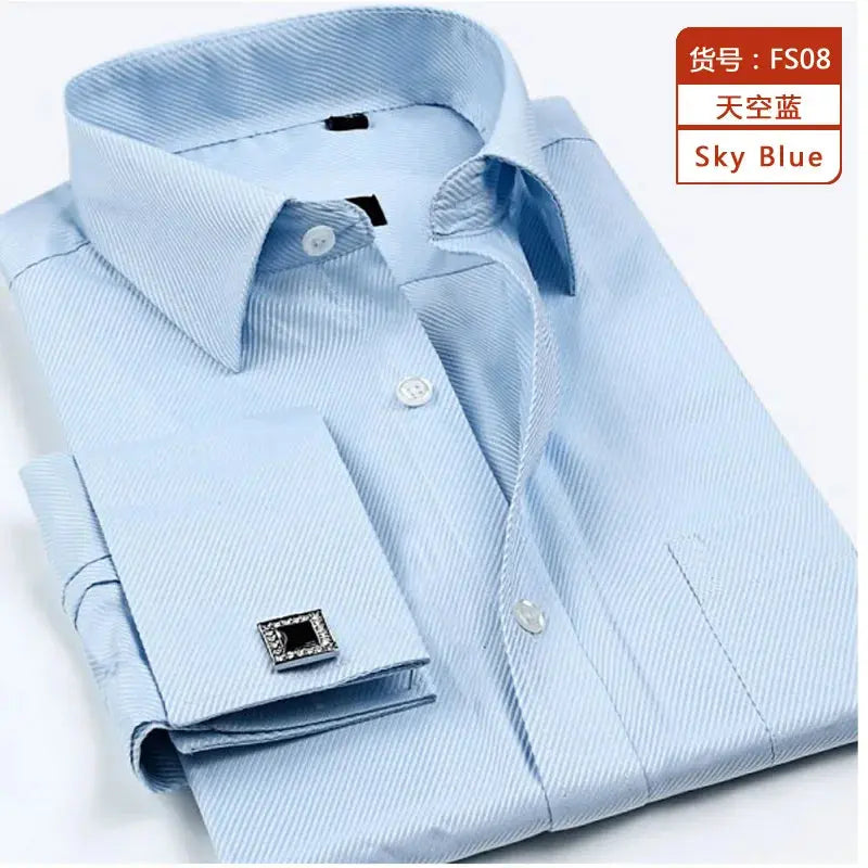 Timeless French-Cuff Shirt in a well-curated wardrobe setting, emphasizing versatility.