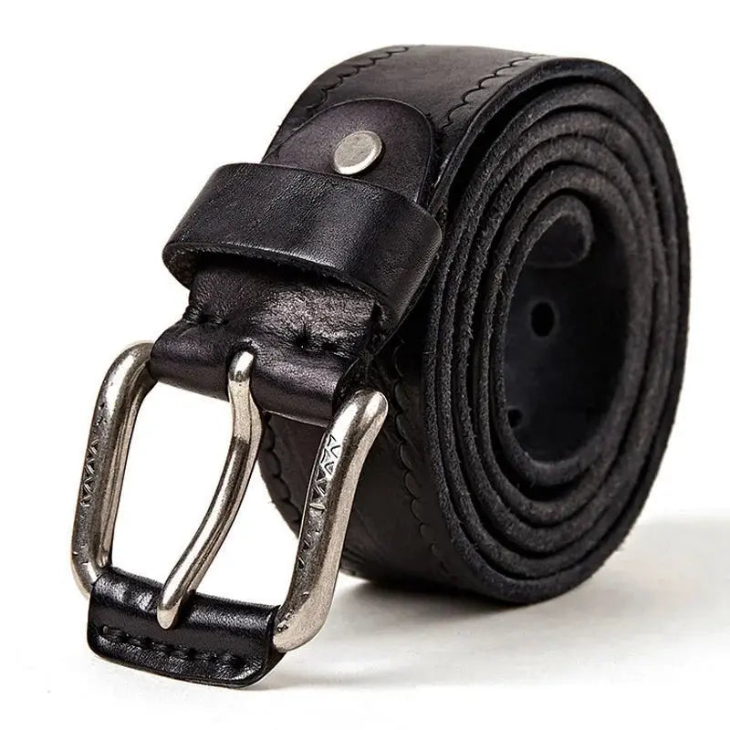 Range of sizes available for the genuine leather belt, ensuring customizable comfort.