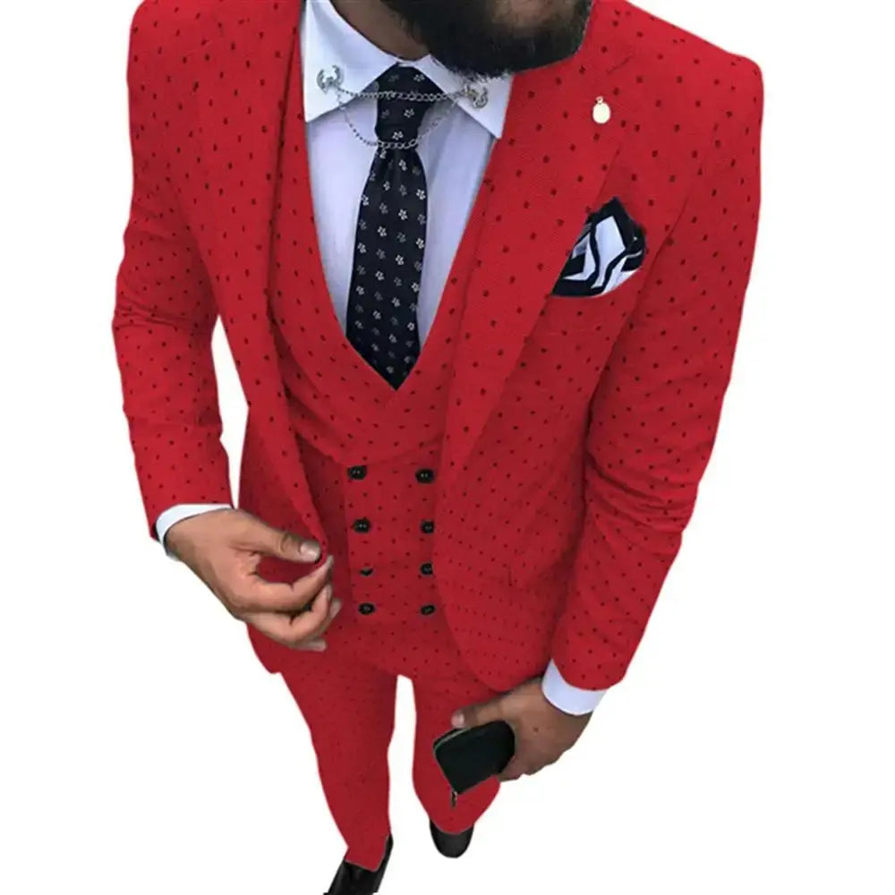 Three-piece suit worn at a business meeting, projecting professionalism.