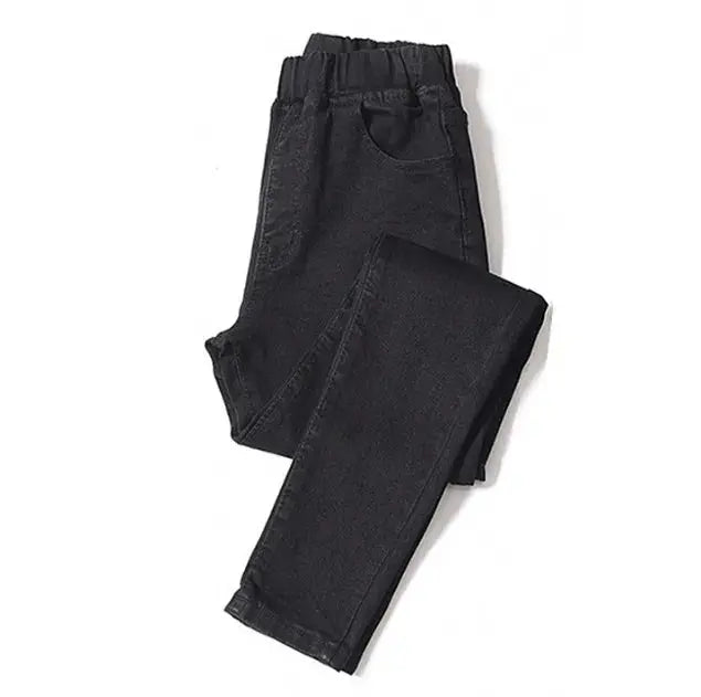 Back view of Curvy Comfort Denim, emphasizing the no-gap waist design.
