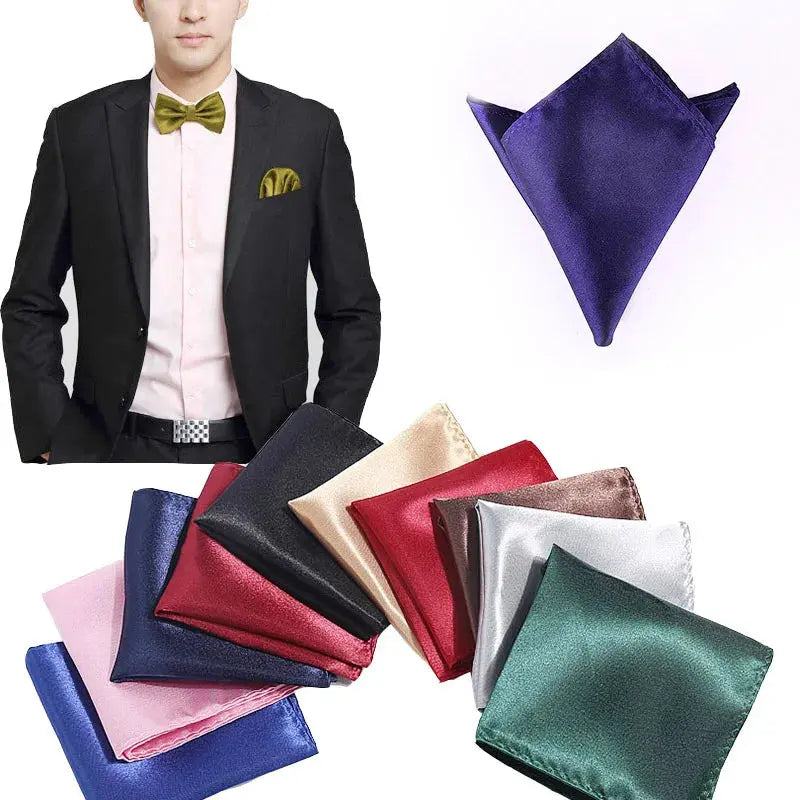 Silken Touch Pocket Square in navy blue, luxurious polyester, smooth texture.