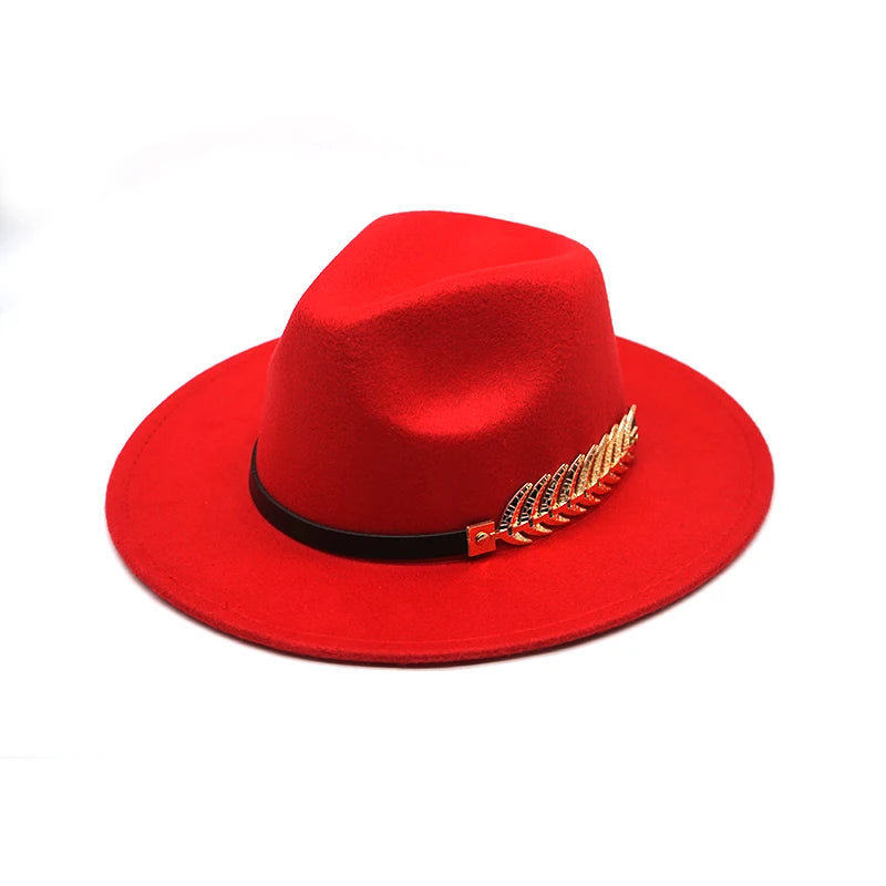 Elegant wool felt fedora with vintage belt accent and solid color