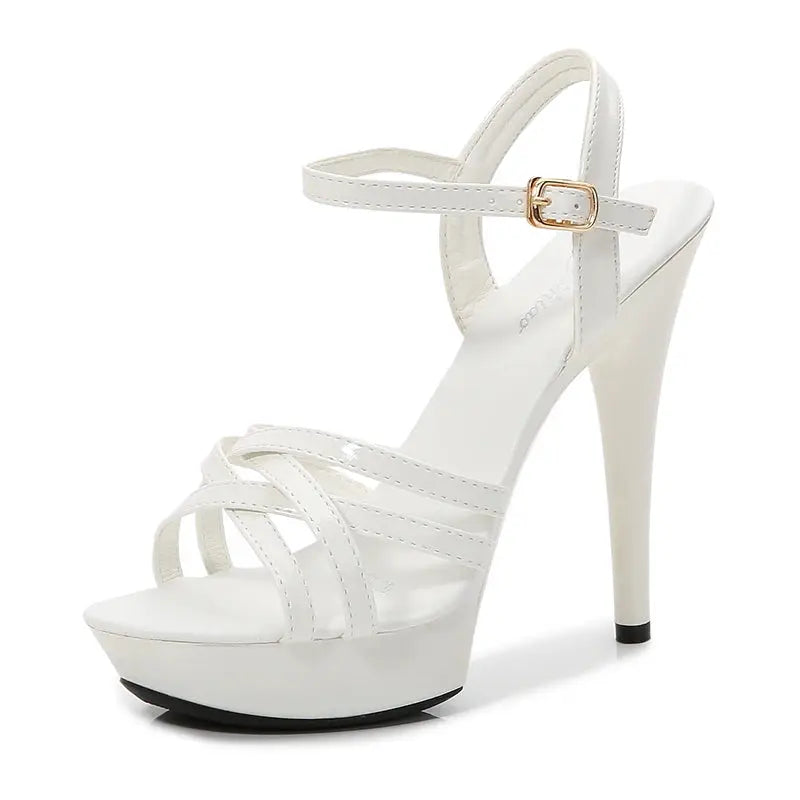 High fashion platform sandals featuring secure buckle straps and sleek silhouette