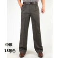 Sophisticated men's clothing: wrinkle-resistant trousers in slate grey.