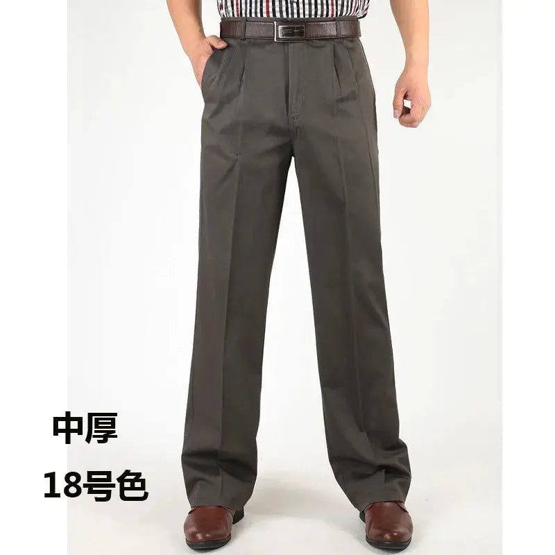 Sophisticated men's clothing: wrinkle-resistant trousers in slate grey.
