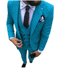 Side view of the suit, showcasing the sleek trousers and fitted vest.